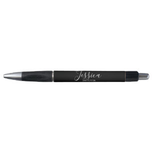 Moderne Zwart Witte Volledige Naam Elegante Schrif Pen