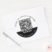 Moderne Zwart Witte Zakelijke QR-code 5-sterren re Ronde Sticker (Envelop)
