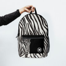 Moderne Zwart Witte Zebra Streep Vet Naam Initiaal