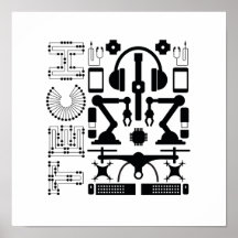 Moderne, zwart-wittechnologie - Objectpatroon