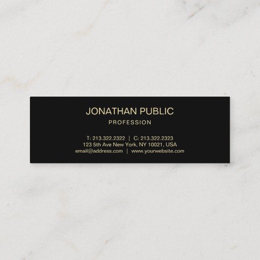 Moderne zwart-wittekst elegant eenvoudig mini visitekaartje (Achterkant)