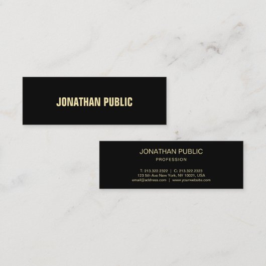 Moderne zwart-wittekst elegant eenvoudig mini visitekaartje (Voorkant / Achterkant)