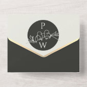 Moderne zwart-witverbinding in zwart-wit in één In All In One Uitnodiging (Achterkant)