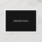 Moderne zwart-witzwart-wit en eenvoudig zwart-wit visitekaartje (Voorkant)