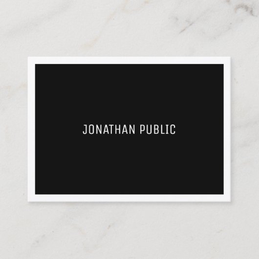 Moderne zwart-witzwart-wit en eenvoudig zwart-wit visitekaartje (Voorkant)