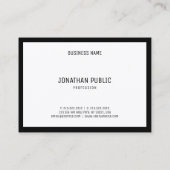 Moderne zwart-witzwart-wit en eenvoudig zwart-wit visitekaartje (Achterkant)