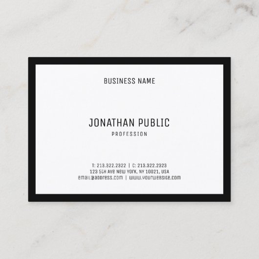 Moderne zwart-witzwart-wit en eenvoudig zwart-wit visitekaartje (Achterkant)