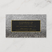 Moderne Zwart Zilver Glitter Schoonheid Make-up Visitekaartje (Achterkant)