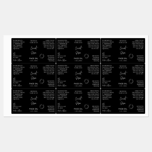 Moderne Zwarte 1 OZ Druppelfles Waterdicht Labels (Vel)
