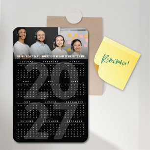 Moderne Zwarte 2023 Kalender Eenvoudige Vakantiefo Magneet