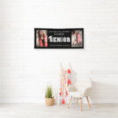 Moderne Zwarte 2 Foto Afstudeerklas 2025 Spandoek (Insitu)