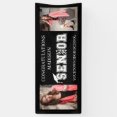 Moderne Zwarte 2 Foto Afstudeerklas 2025 Spandoek (Verticaal)
