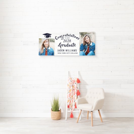 Moderne zwarte 2 FOTO-Afstuderen banner (Insitu)