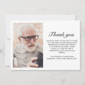 Moderne Zwarte 2-Foto Elegante Script Uitvaart Bedankkaart (Voorkant)