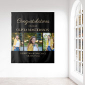 Moderne Zwarte 3 Foto Afstuderen Gefeliciteerd Wandkleed