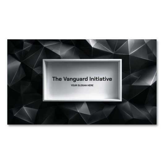 Moderne Zwarte 3D Veelhoekige Kristal Facet Minima Magnetisch Visitekaartje (Voorkant)