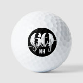 Moderne zwarte 60e verjaardag golfballen (Voorkant)