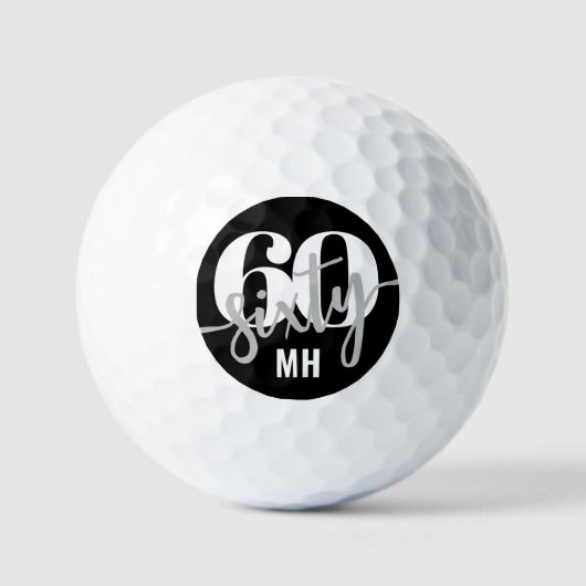 Moderne zwarte 60e verjaardag golfballen (Voorkant)