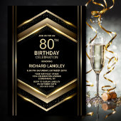 Moderne Zwarte 80ste Verjaardagsfeestje Kaart