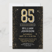 Moderne zwarte 85e verjaardag foto kaart (Voorkant)