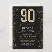 Moderne zwarte 90e verjaardag foto verrassingsfees kaart (Voorkant)