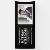 Moderne zwarte aangepaste afstudeerfoto spandoek (Verticaal)