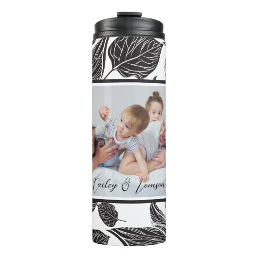 Moderne, zwarte, aangepaste foto aangepast thermosbeker (Voorkant)
