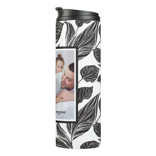 Moderne, zwarte, aangepaste foto aangepast thermosbeker (Geroteerd rechts)
