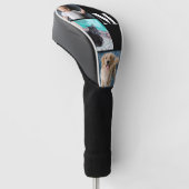Moderne Zwarte Aangepaste Foto Sjabloon Monogram Golfheadcover (Schuin)
