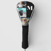 Moderne Zwarte Aangepaste Foto Sjabloon Monogram Golfheadcover (Voorkant)