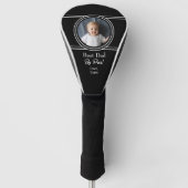 Moderne zwarte aangepaste fotocadeau voor vader golfheadcover (Voorkant)