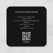 Moderne Zwarte Aangepaste Logo en QR-code Vierkant Vierkante Visitekaartje (Achterkant)