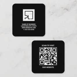Moderne Zwarte Aangepaste Logo en QR-code Vierkant Vierkante Visitekaartje