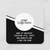 Moderne zwarte aangepaste Logo en QR-code Vierkante Visitekaartje (Voorkant)