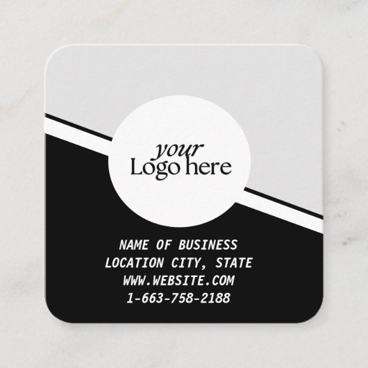 Moderne zwarte aangepaste Logo en QR-code Vierkante Visitekaartje (Voorkant)