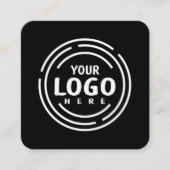 Moderne zwarte aangepaste Logo en QR-code Vierkante Visitekaartje (Voorkant)