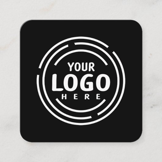 Moderne zwarte aangepaste Logo en QR-code Vierkante Visitekaartje (Voorkant)