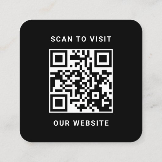 Moderne zwarte aangepaste Logo en QR-code Vierkante Visitekaartje (Achterkant)