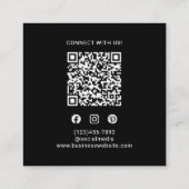Moderne Zwarte Aangepaste Logo QR-code Vierkante Visitekaartje (Achterkant)