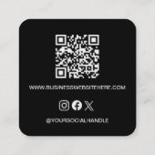 Moderne Zwarte aangepaste logo website QR code vie Vierkante Visitekaartje (Achterkant)