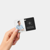 Moderne Zwarte Aangepaste Personeelsfoto Id Badge (Handheld)