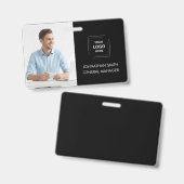 Moderne Zwarte Aangepaste Personeelsfoto Id Badge (Voor- en achterkant)