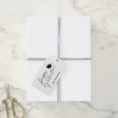 Moderne zwarte aanpasbare afstudeercadeautag cadeaulabel (Met Touw)