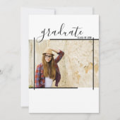 Moderne zwarte Abstracte Afstuderen Foto-uitnodigi Kaart (Voorkant)