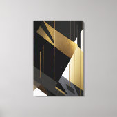 Moderne Zwarte Abstracte Geometrische Goud Canvas Afdruk (Voorkant)