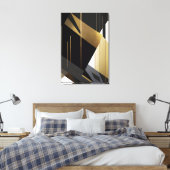 Moderne Zwarte Abstracte Geometrische Goud Canvas Afdruk (Insitu (Slaapkamer))