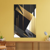 Moderne Zwarte Abstracte Geometrische Goud Canvas Afdruk (Insitu (Woonkamer))