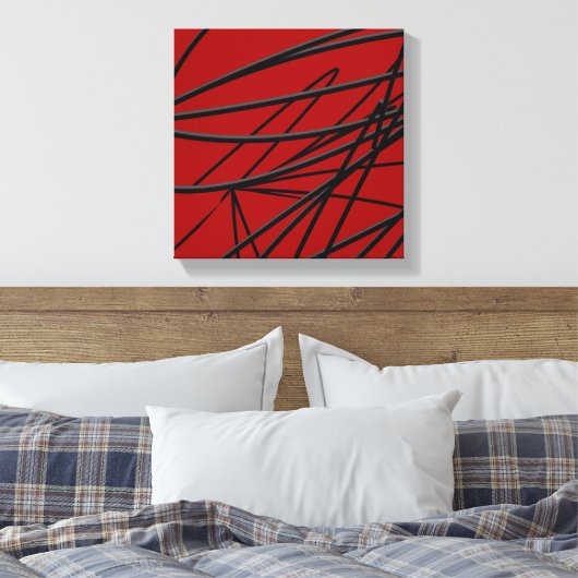 Moderne, zwarte Abstracte kunst Canvas Afdruk (Insitu (Slaapkamer))