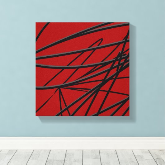 Moderne, zwarte Abstracte kunst Canvas Afdruk (Insitu (Houten vloer))