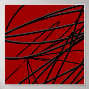 Moderne, zwarte Abstracte kunst Poster